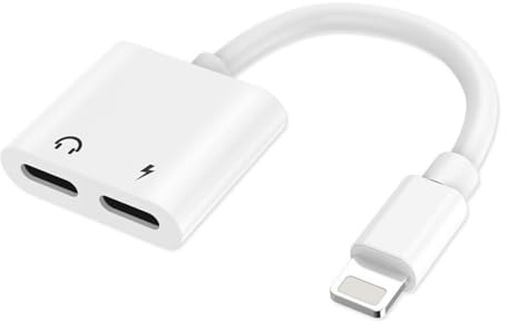 Apple MFi Certified 2 in 1 iPhone Headphone Aux Audio + Charger Cable Splitter Adapter Dongle - Compatible with iPhone 14/13/12/11/XS/XR/X 8/iPad, Support All iOS System