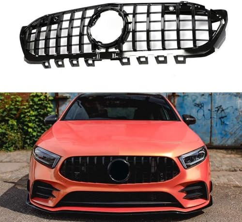 LAVIYE Kühlergrill Für Mercedes Benz A Class W177 A200 A250 A35 AMG 2019-2022, Autoteile Auto-Ersatzgitter, sportliche Optik, stark und robust, Paar,A Black