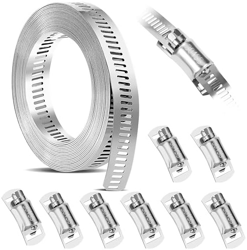 Schlauchschellen 304 Edelstahl, 3.5M Schlauchschellen Endlos mit 8 Stücke Befestigungens Schraube Klemme, Einstellbar DIY Rohrschlauch für Wasser Rohr/Tank/Gas Rohr/Kühler/Automobil Tubing