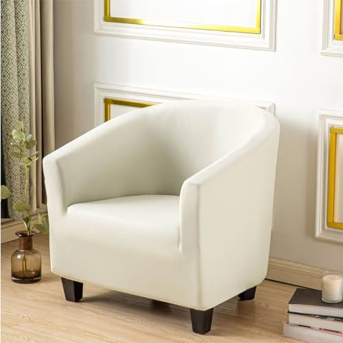 Surwin Funda de Sillón Elásticas, Funda de Sofá Color Sólido, Universal Funda Butaca 1 Plaza, Extraíbles Lavables para Comedor, Sala de Estar (Beige,One Size)