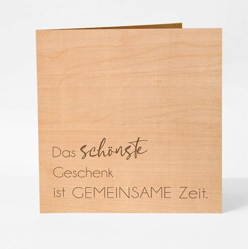 Original Holzgrusskarte – Das schönste Geschenk ist gemeinsame Zeit – einzigartige Grußkarte, Karte Liebe, Jahrestag, Geburtstag Karte, Hochzeitstag, Jahrestag, Geschenke für Frauen