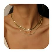 CASSIECA 3Pcs Halskette Damen Edelstahl Kette Layered Schlangenkette Stapelbar Halsketten Zierliche Kette Halskette Set Zirkon/Kreis/Münze Anhänger Halskette Damen Gold/Silber