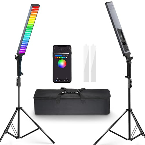 NEEWER Kit Sticks Lumineux RGB pour la Photo, Pack de 2 Tubes Lumineux Vidéo LED, Diffuseurs, Stick LED Réglable 3250Lux 2500-10000K CRI95+/TLCI97+ Contrôle APP/2,4G/ Panneau, Live/Vidéos/Vlog, BH20C