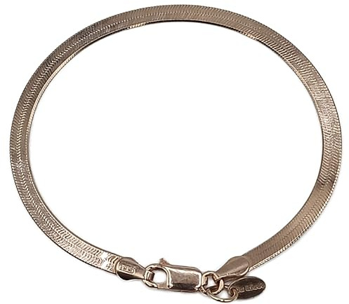 LA TRIADE STUDIO - Bracciale da Donna in Argento Sterling 925 Placcato Oro, Argento e Oro Rosa - Design a Maglia Piatta, 17 cm, Idea Regalo Elegante (Oro Rosa)