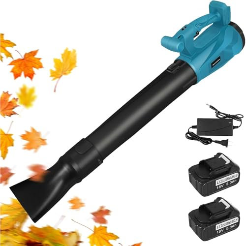 WaaYb Leaf Blower Cordless, Handle Electric Blower 24000r/min, 6 Gear Adjustment Leaves Vacuum Cleaner & Mulcher with 2 Batteries for Blowing Leaves, Wood Chips, Dust, Garden Debris, Grass Cuttings