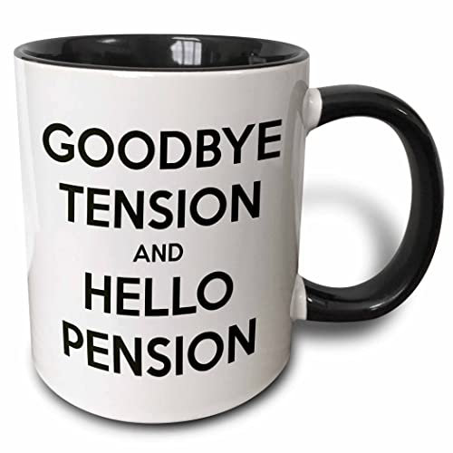 Stoneware Coffee Mug Goodbye Tension and Hello Pension White and Black Jumbo Mug Modern Ceramics Coffee Cup Durable Coffee Mug for Tea Beer 330Ml