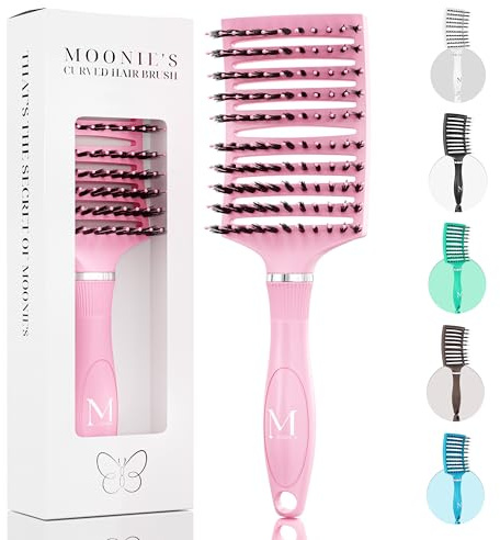 MOONIE'S Haarbürste ohne Ziepen, Premium Haar Bürste Entwirrbürste Detangler für lange Haare, Hair-Brush Haarpflege Paddelbürste für Damen Herren & Kinder, nasses & trockenes Haar, Rosa
