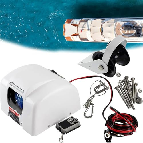 XNXYSMKJ Verricello Elettrico per Ancora, verricello Elettrico Marino da 45 libbre, verricello Elettrico per Barche in Acqua salata Marina, con Telecomando, per pontone da Pesca