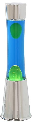 LÁMPARA LAVA METAL BRILLO LÍQUIDO AMARILLO/AZUL +BOMBILLA RE_°11X39CM CABLE NEGRO:150CM