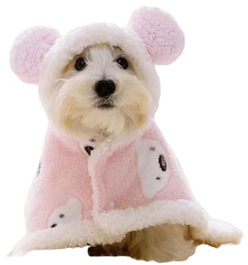 HGRYNDRO Hundebekleidung Winter Haustierhund Kleidung Umhang Decke Französische Bulldogge Welpe Warme Winddichte Jacke Hundekleidung Für Kleine Hunde-rosa-l