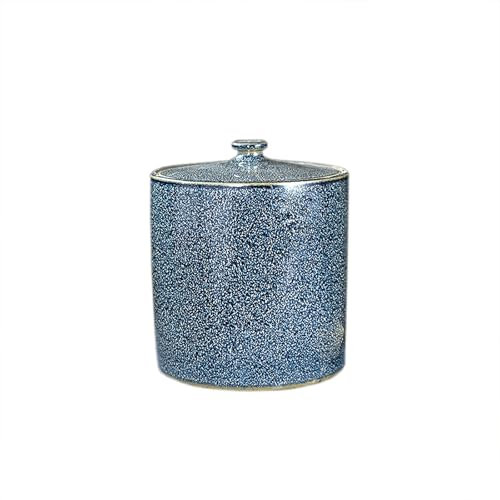 Blue and White Porcelain Rice Cylinder with Lid 25kg Grain Dispenser for Tea Coffee Beans and Snacks Chinese Retro Ceramic Jar for Home Storage