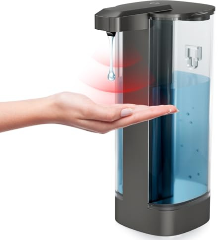 Dispensador automático de jabón líquido de 500 ml, dispensador de jabón de mesa sin contacto, impermeable IPX5, 4 niveles de dosificación ajustables, dispensador de jabón de manos líquido, eléctrico