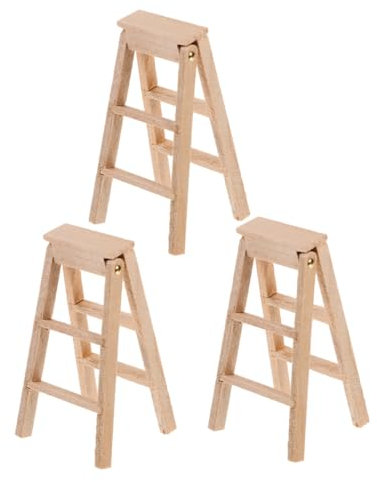 Gadpiparty 3stücke Holzleiter Miniatur Faltbar Für Puppenhausmöbel Im Maßstab DIY-bastelleiter Aus Unbehandeltem Holz Puppenhausleiter Für Miniaturszenen