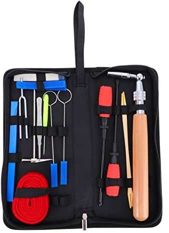 Toddmomy Klavierstimmset Stimmhammer und Hebel 16 Stück mit Koffer Professionelles Zubehör zur Regulierung von Klang und Stimmung für Klavier | Hammer, Hebel und Zubehör, für Schüler, Schwarz, Canvas, Gummi, Legierung, Holz Nylon