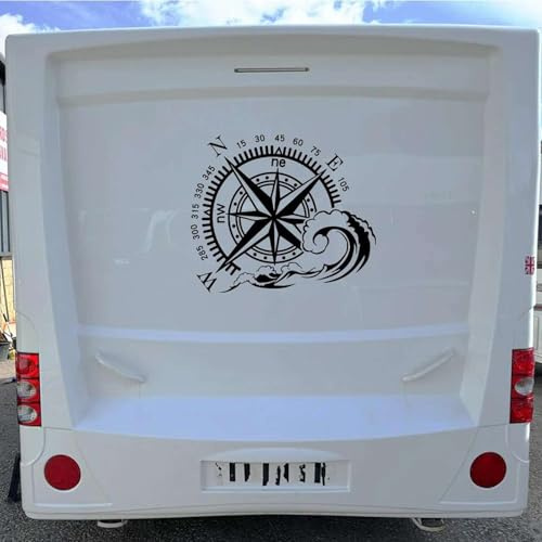 KUSQCRGA Autoaufkleber im Ozean-Kompass-Stil, geeignet für SUV, Wohnmobil, Van, Wohnwagen, Pickup-Truck, Vinyl-Dekorationszubehör