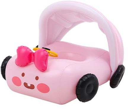 Kids Car Pool Float, Ride On Float with Sunshade Cover, Comfortable Inflatable Water Toy, Ideal for Toddler, Children Beach Days, Family Pools, & Summer Play Activities