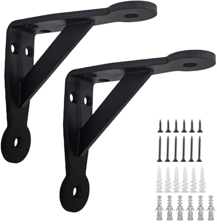 Pack of 2 Vintage Scaffold Board Gallows Shelf Brackets, Heavy Duty Cast Iron Wall Brackets with Screws for Shelves, 10.7 x 10.7 cm, 5 mm Thick