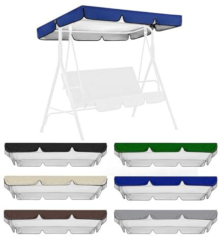 Toldo Impermeable abatible, Cubierta de Dosel para Asiento de Columpio de jardín de 2 y 3 plazas, toldo de Tela Oxford de Repuesto para Columpio,03,249x185x18cm