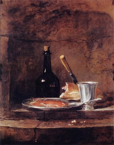 RZHRHJES Clásicas Poster Pintura Impresión Pintura de Lienzo Nórdico El cáliz de plata de Jean-baptiste-simeon Chardin para la Decoración del Hogar del Dormitorio 60x90cm