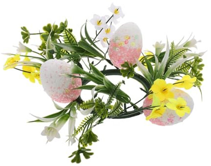 iplusmile De Candelabro Rústica para Pascua con Flores Artificiales y Vegetación como Centro De Mesa Decorativo para Celebraciones De Primavera