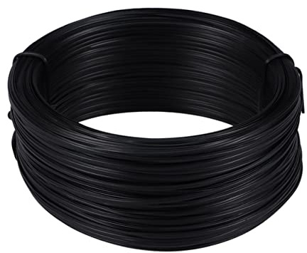 ROMISBABA Alambre de Atar de Hierro Recubierto de PVC Negro 55 Metros para Jardinería Flexible Resistente Desgaste Uso Exterior Soporte Plantas Decorativo