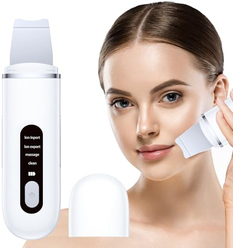 Spatola viso - Pulitore facciale ad ultrasuoni portatile con pulizia profonda dei pori, eliminatore per la pelle, strumento di bellezza per uso domestico e P