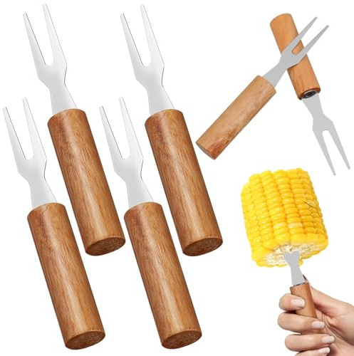 Yardenfun 6 Stück Teiliges Edelstahl Bbq Grillgabel für Mais Halter Grillspieße Schaschlikspieße Vielseitig für Picknick Camping und Zuhause mit Praktischer und Einfacher Reinigung