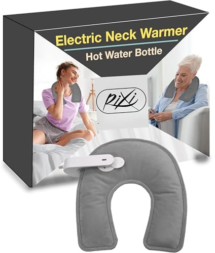 RIXI Electric Neck Warmer – Rechargeable Neck & Shoulder Heating Pad (30×23cm) – Soft Plush Cover, Explosion & Leak Proof, Longer Heat Retention – Pain Relief for Neck, Shoulder & Upper Back (Grey)