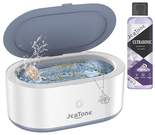 Jeatone Limpiador Ultrasonidos Profesional 46kHz 600ML con Líquido Limpiador Ultrasónico – Kit de Limpieza para Joyas, Gafas, Dentaduras y Monedas