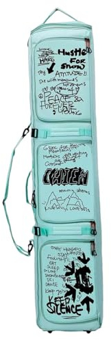 harayaa Snowboard Bolso Bolsa de Ski con Ruedas Compartimento Grande Mochila para Botas Correa Desarmable Práctico para Viajes Largos Almacenamiento de Equipo, Verde Claro
