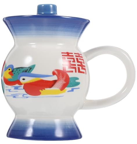 Kichvoe Juego de Tazas de Cerámica Azul Vintage para Café y Té, Taza de Agua Creativa con Diseño Antiguo, Adecuado para Hogar y Oficina, Resistente al Calor y Uso Diario
