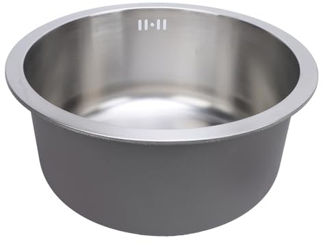 Eujgoov Petit évier de Bar, évier Rond encastré en Acier Inoxydable pour vanité de Cuisine et de Salle de Bain avec un Design Efficace à Cuve Unique et un Style élégant (Brossé)