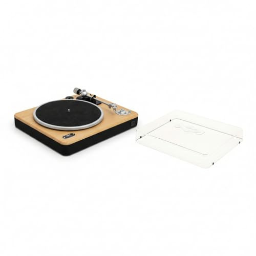 House of Marley Stir It Up Wireless 2 Turntable & Dust Cover - Bluetooth Record Player, 2-Speed Sustainably Made Vinyl Player, Turntables for Vinyl Records with Audio-Technica Cartridge, Bamboo