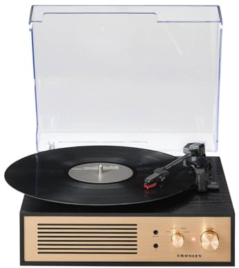 Crosley Miles - Tocadiscos (3 velocidades, entrada y salida Bluetooth, altavoz integrado), color negro