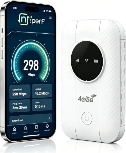 Routeur 5G Portable WiFi 6, Déverrouillé avec Emplacement SIM Modem Internet Mobile Haut Débit 5G/4G+, Connexion Jusqu'à 26 Appareils, Idéal Voyage et Télétravail