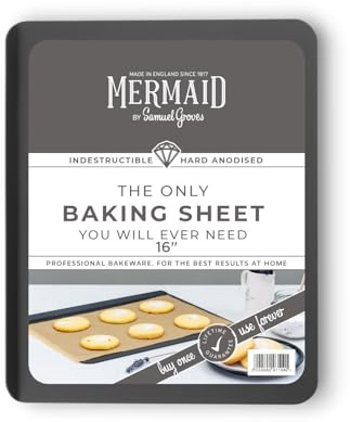 Mermaid 16 Hard Anodised Slide Off Baking Sheet (40 x 31cm) Heavy Duty Aluminium Cookie Sheet, Non-Warp Oven Cookie Tray, Non-Toxic Bakeware, Made By Samuel Groves (Est. 1817)