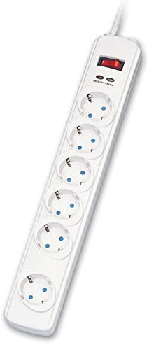 ROLINE Regleta SurgeSecure de 6 vías, con protección contra sobretensiones, Blanco, 1,8 m
