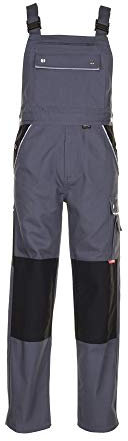 Planam 2133110 Canvas 320 Latzhose, Grau/Schwarz, Größe 110