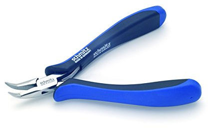 Spitzzange 130mm - schmitz 4214HS22 - kurze, gebogene Greif-Backen mit Verzahnung - ESD/EGB sicher Dissipative Ableitend - Durchgestecktes Zangengelenk für den Profi - Made in Germany - Solingen