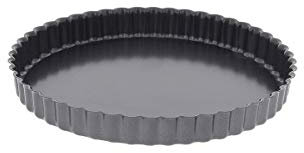 De Buyer Acciaio Antiaderente Stampo Circolare a Bordo Dritto con scanalature, 4705.24, Nero, 24 cm