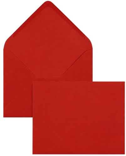 Briefumschläge DIN C6, 114 x 162 mm, ohne Fenster, 100 Stück, Rot | Nassklebung, Spitze Klappe, 100 g/m² Offset, Ideal für Hochzeit und Weihnachten, Blanke Briefhüllen