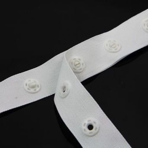 BEADS4CRAFTS Popper Snap Stud Press Fastening Sewing Duvet Cover Tape Black Or White, Colour: White Ht532, Quanity/Price: 10 Metres