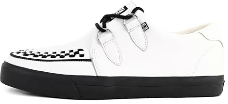TUK Shoes White Leather Creeper Sneaker Shoes for Women and Men, D Ring Lace Up Shoes | US Women 12 / Men 10