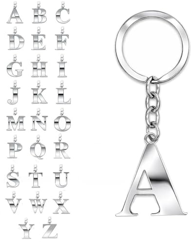Soul-Cats Schlüsselanhänger Buchstaben Silber A-Z glänzend Initialen Schlüsselbund Edelstahl, Buchstabe A