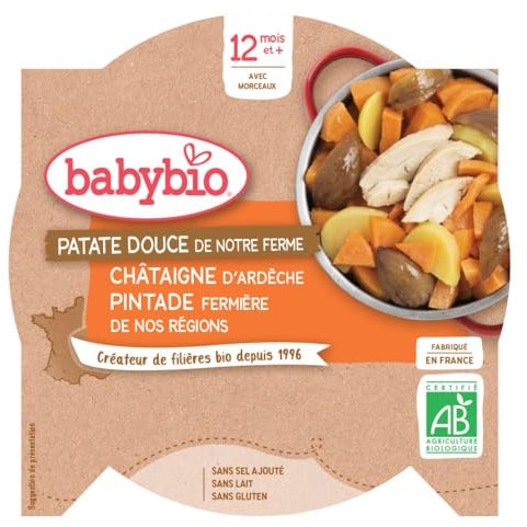 Babybio patate douce de notre ferme châtaigne d'Ardèche pintade 230g