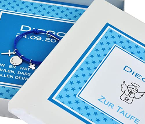 Geschenk zur Taufe Armband Babyarmband Kinderarmband 925 Silber Schutzengel Kreuz Taufkreuz personalisierte Geschnek Schachtel Geburt Taufarmband | HANDMADE IN GERMANY