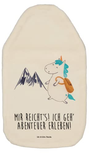 Mr. & Mrs. Panda Wärmflasche Einhorn Bergsteiger - Geschenk, Wärmflasche mit Bezug, Unicorn, Einhörner, Abenteuer, Wärmekissen, Weltreise, Einhorn