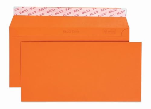 Elco 18833.82 Color Box mit Deckel und 250 Briefumschläge/Versandtasche, Haftklebeverschluss, C5/6 DL, 100g, orange, Fenster: nein