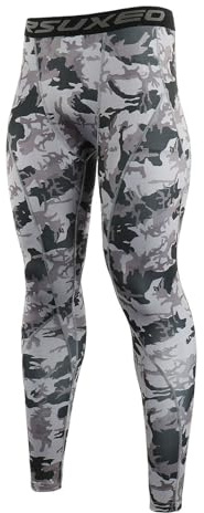 ARSUXEO Kompressionstights för män löparbyxor baslager leggings K3 Mi grå storlek S