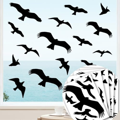 WandSticker4U®- [5er Pack] 40 Stk. Fensterbilder VÖGEL selbstklebend I Fensteraufkleber Vogelschutz Fenster I Vogelaufkleber für Fensterscheiben Anti-Kollision Aufkleber für Fenster Vögel Wandtattoo